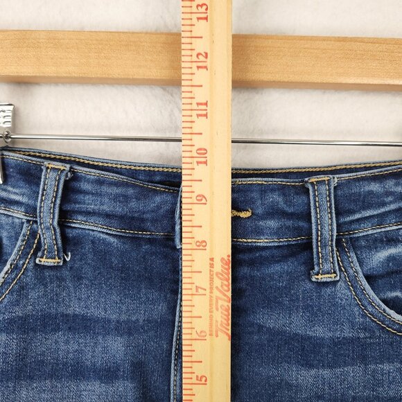 Judy Blue Shorts Womens Large Blue Distressed Denim Cutoff Raw Hem Mid Rise - Picture 5 of 12